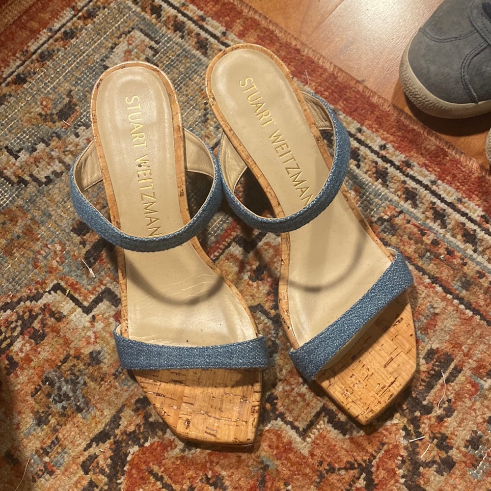 Stuart Weitzman denim wedges